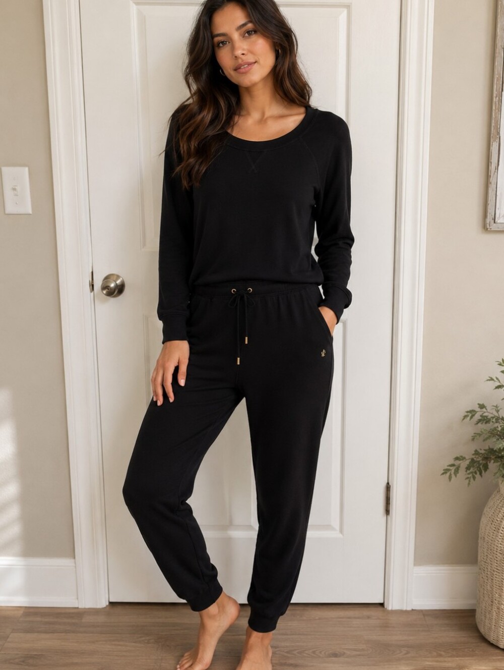 Juicy Couture Black Knit Top with Pink Label